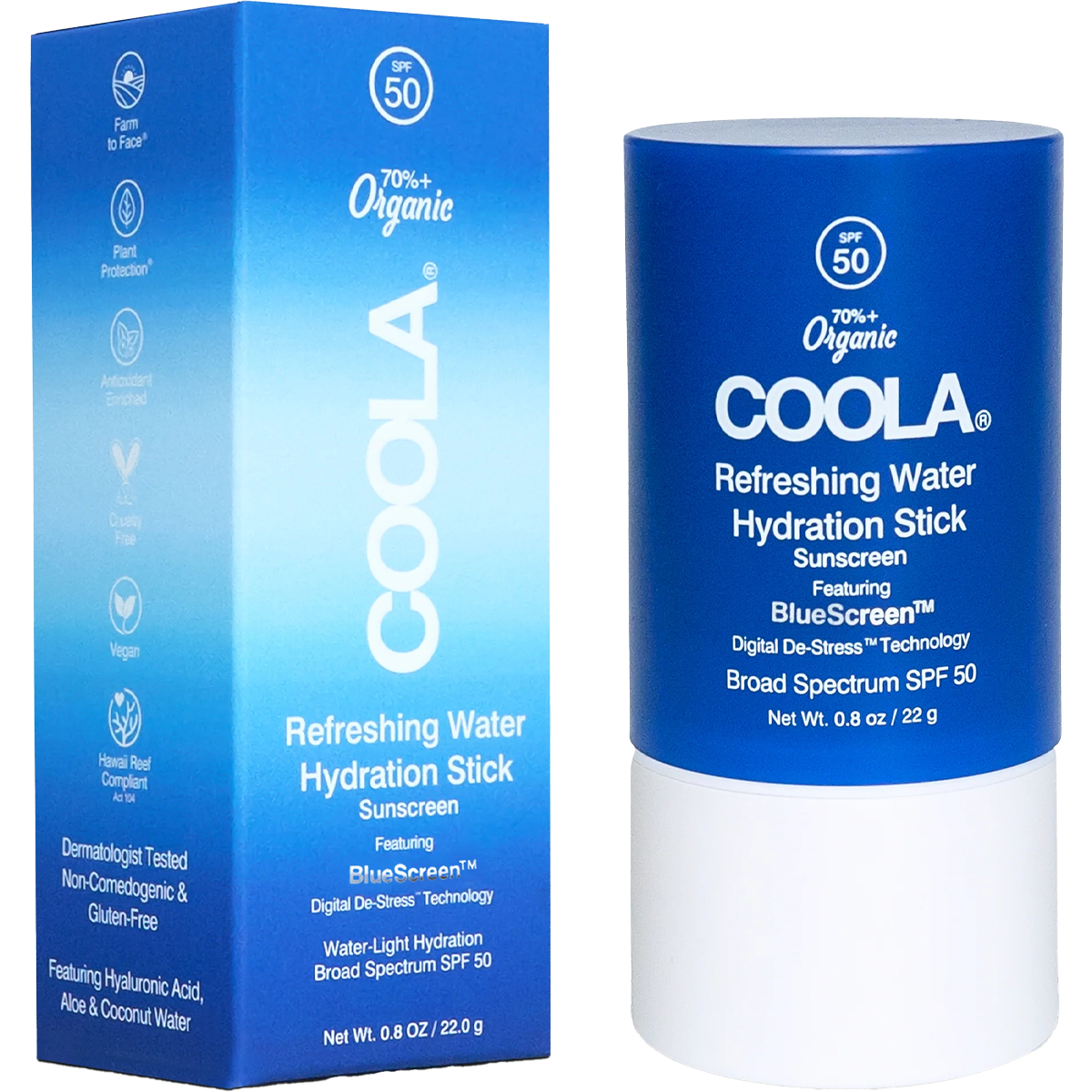 Coola Refreshing Water Hydration Stick Organic Face Sunscreen SPF 50