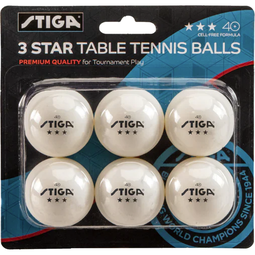 Stiga 3-Star Table Tennis Balls (6 Pack)