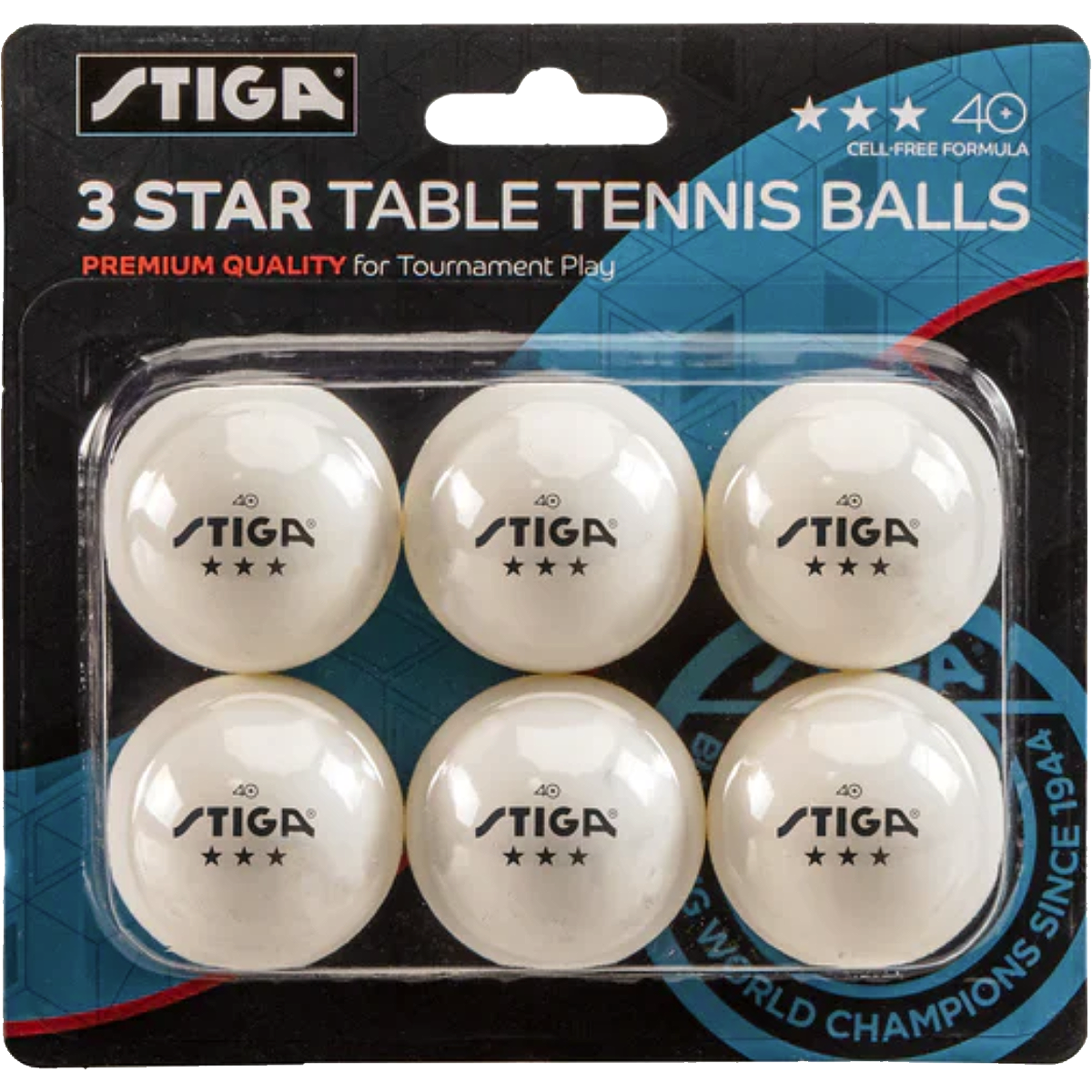 Stiga 3-Star Table Tennis Balls (6 Pack)