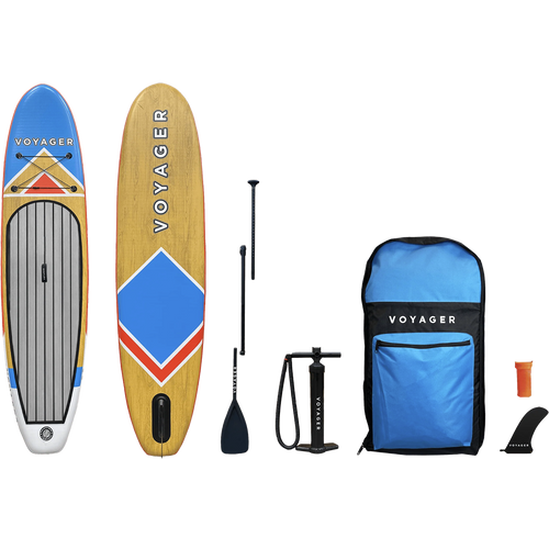  10'10" Woodgrain Voyager Inflatable SUP Package