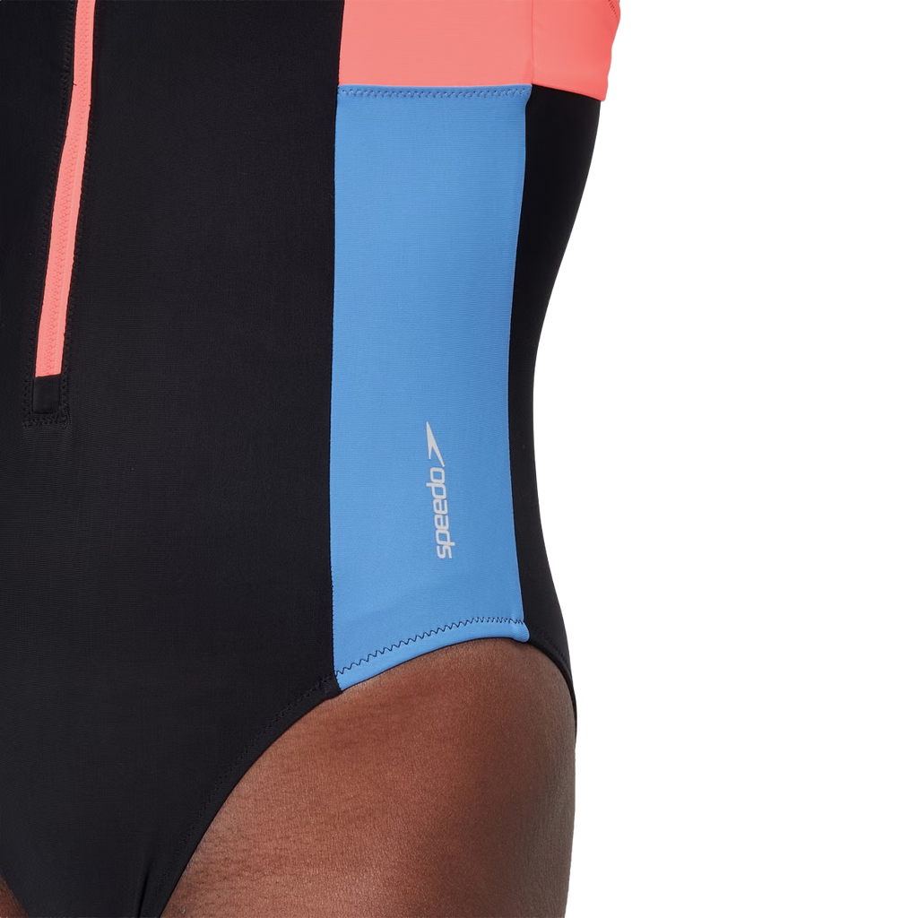 Speedo Women's Zip Colorblock One Piece