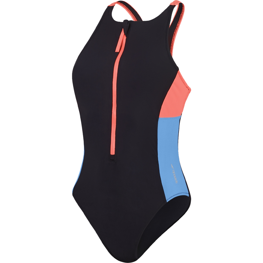 Speedo Women's Zip Colorblock One Piece